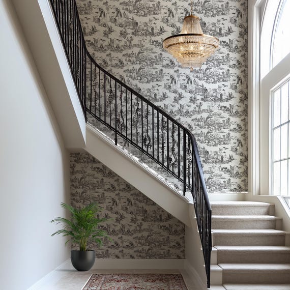 Gothic Skull Wallpaper Witchy Toile Decor Moody Vintage Victorian Wall Art for Restaurant Hotel Party Skeleton Pumpkin Theme Peel Stick