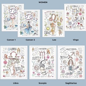 Cancer Zodiac Wall Art Framed Poster Astrology Couple Decor Whimsical New Home Decor Witchy Gift Gemini Virgo Scorpio Housewarming Gift image 6