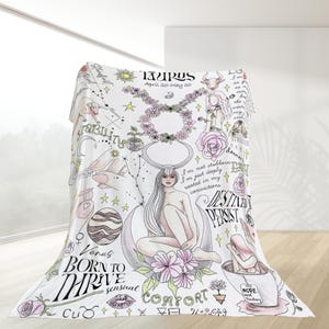 Zodiac Blanket Pisces Sagittarius Soft Throw Astrology Comforter Gift Birthday Decor Capricorn Personalized Mothers Day Gift for Women image 13
