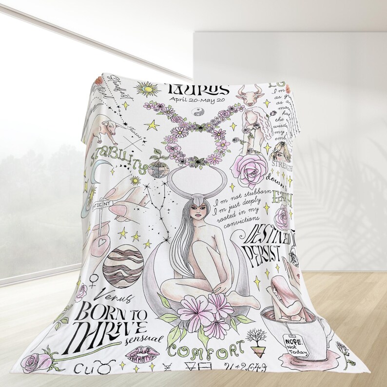 Zodiac Blanket Pisces Sagittarius Soft Throw Astrology Comforter Gift Birthday Decor Capricorn Personalized Mothers Day Gift for Women image 13