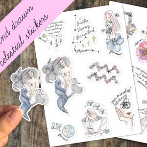 Wassermann Sticker Sheet Sternzeichen Sticker Mermaidcore Astrologie Sticker Geburtstagsgeschenk Tochter Wassermann Geschenke Freundin Affirmationen DIY