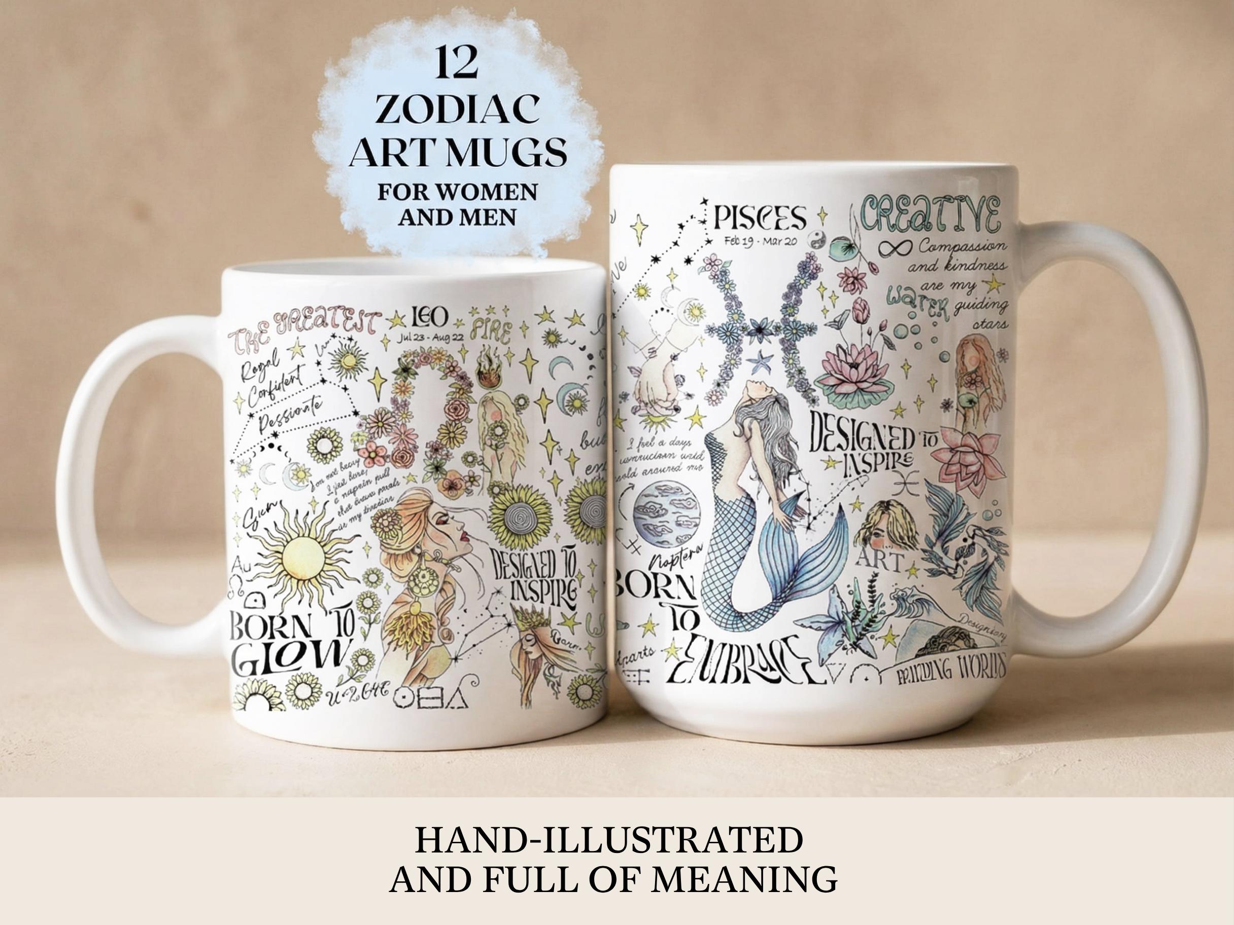 Gift Base Tazza Zodiacale Toro 325 Ml - Ceramica Bianca Per Microonde E Lavastoviglie - Design Stampato Su Entrambi I Lati