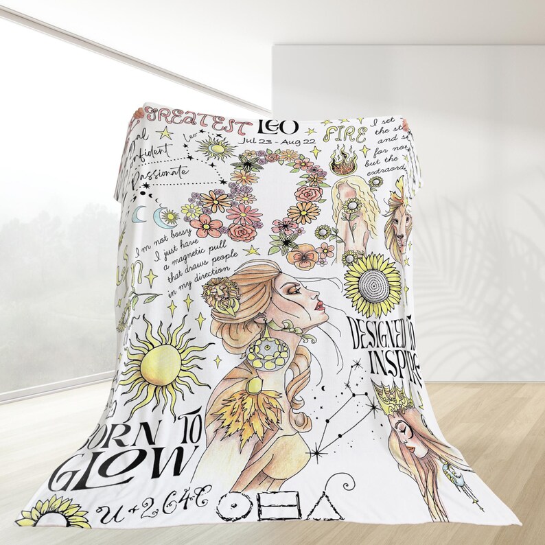 Zodiac Blanket Pisces Sagittarius Soft Throw Astrology Comforter Gift Birthday Decor Capricorn Personalized Mothers Day Gift for Women image 16