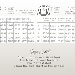 Puede incluir: Tabla de tallas para camisetas y sudaderas con medidas en pulgadas y cent&iacute;metros. La tabla muestra el ancho del pecho, la longitud del cuerpo y la longitud de la manga para las tallas S, M, L, XL y 2XL.
