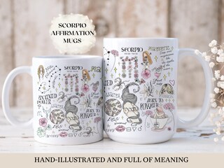 Tazza Scorpione In Ceramica Rosa - 330ml - Regalo Originale Per I Nati Sotto Il Segno - Tazza Da Caffè E Tè - Lavabile In Lavastoviglie E Microonde