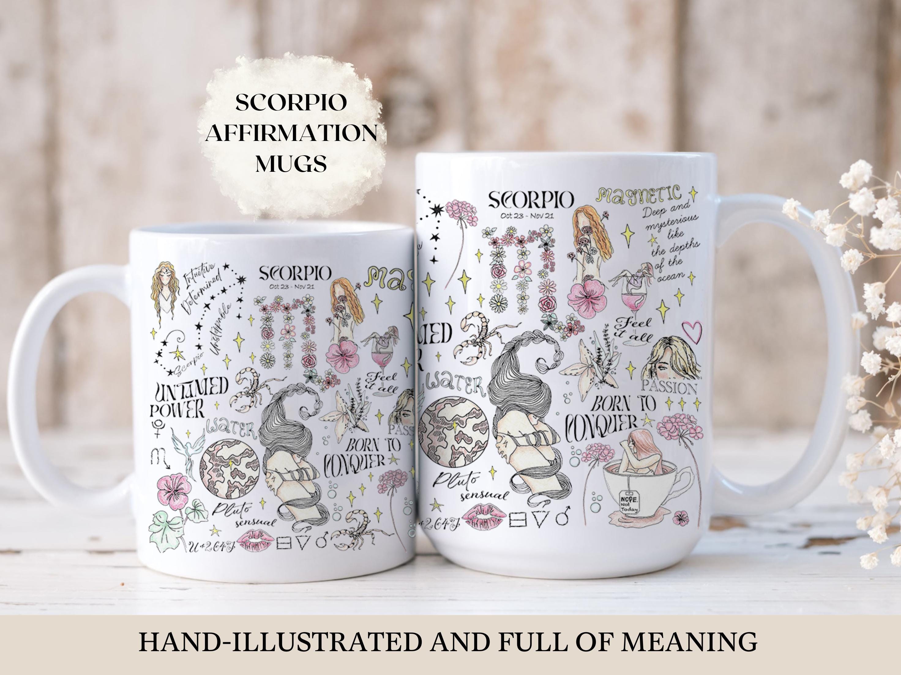 Tazza Scorpione In Ceramica Rosa - 330ml - Regalo Originale Per I Nati Sotto Il Segno - Tazza Da Caffè E Tè - Lavabile In Lavastoviglie E Microonde