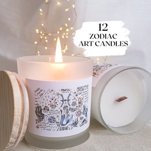 Zodiac Candle Scented Pisces Candle Capricorn Gift Woodwick Candle Birthday Gift  Soy Wax Candle Cool Birthday Gift Mom