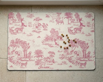 Leuke kattenbakmat Roze meisje kattenvoermat Kat Toile Zoete luxe esthetische placemat Antislipvloermat Keuken Kat nieuw kitten cadeau Kat eigenaar
