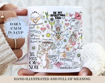Taza de yoga espiritual, regalo para el autocuidado, taza de té o café, meditación, afirmación positiva, sanación, taza zen, recordatorio diario, recuerdo para el Día de la Madre