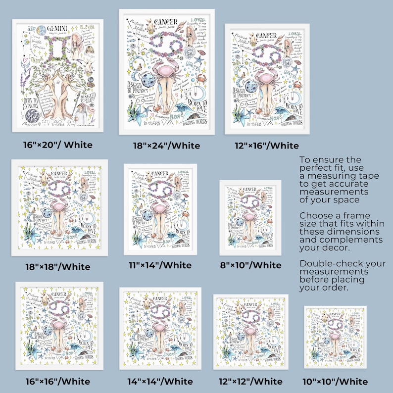 May include: A set of nine printable zodiac signs, each featuring a different astrological symbol and a white background. The signs are available in various sizes, ranging from 8x10 inches to 18x24 inches. The text on the prints includes the zodiac sign name, "Born to", and "When to Rave".
