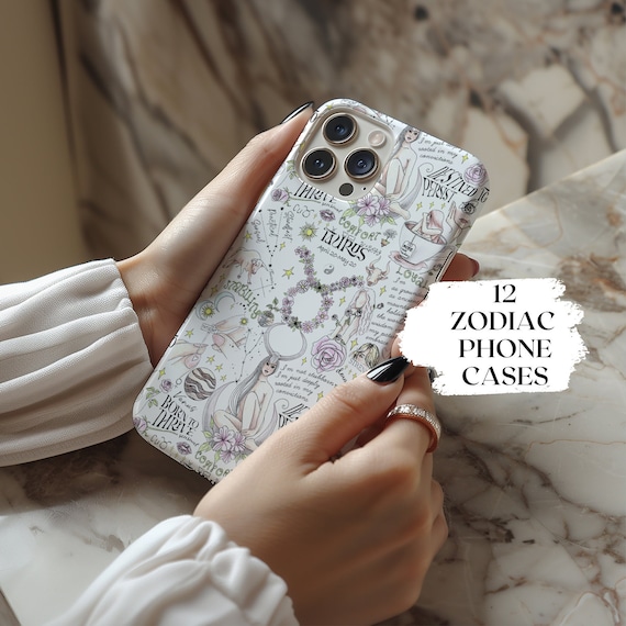Zodiac Tough Phone Case Taurus iPhone Astrology Birth Flower Case Horoscope Pro Max Mini Cool Pisces Leo Birthday Affirmation Gift Daughter