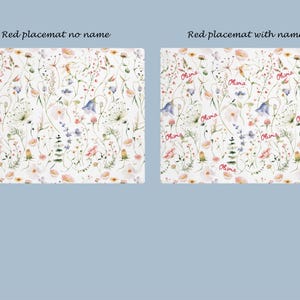 Decorazioni per matrimoni con fiori selvatici, runner da tavola per la sposa, lino da pranzo con fiori pressati, tovaglia floreale bianca, decorazioni per feste a tema giardino di erbe aromatiche. 1x Cotton Placemat