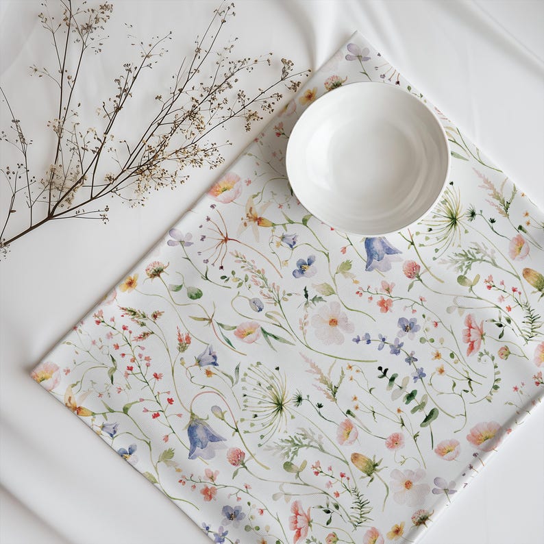 Dainty Wildflower Tablecloth Spring Tableware Pressed Flower Decor ...