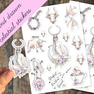 Stier Aufkleber Sternzeichen Aufkleber Telefon Aufkleber Mädchen Journal Aufkleber Laptop Wasserflasche Aufkleber Becher Stier Geschenk Mitbewohner DIY