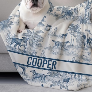 Custom Dog Blanket Gift Personalized Dog Bed Cover Name Dog House Blanket Blue Dog Car Luxury Aesthetic Sofa Cover New Puppy Gift Dog Owner