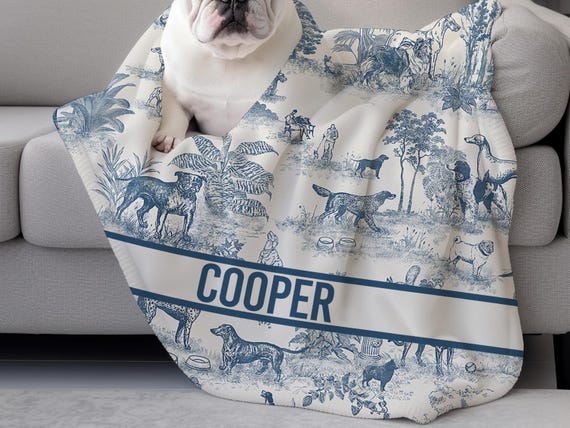 Custom Dog Blanket Gift Personalized Dog Bed Cover Name Dog House Blanket Blue Dog Car Luxury Aesthetic Sofa Cover New Puppy Gift Dog Owner