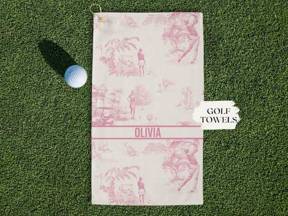 Custom Golf Towel Womens Gift Golfer Ladies Pink Accessories Personalized Birthday Gift Golfing Girl Cloth Buddy Present Golf Club Favor