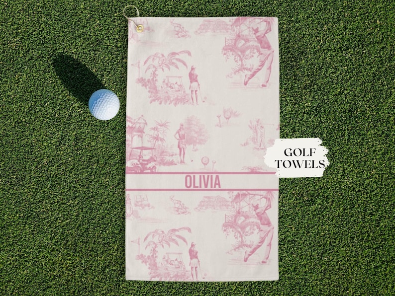 Custom Golf Towel Womens Gift Golfer Ladies Pink Accessories Personalized Birthday Gift Golfing Girl Cloth Summer Present Golf Club Favor image 1