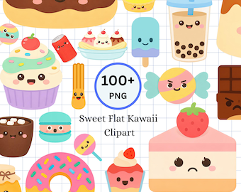 Dessert Clipart | Cute Food Clipart | Sweet Flat Kawaii  PNG | Food & Drink
