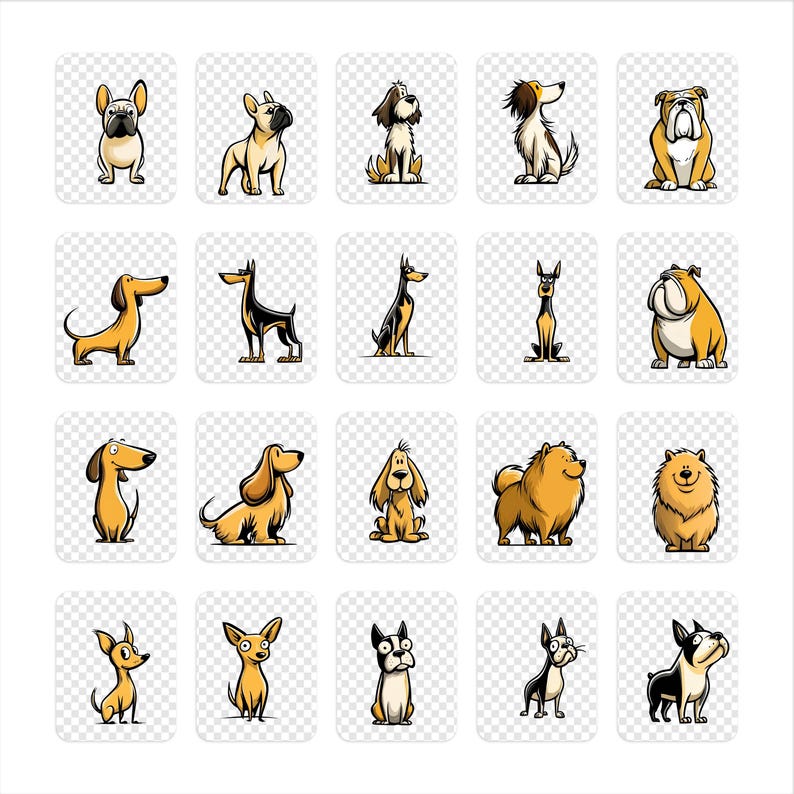 Cute Dog Clipart Bundle | Pet PNG | Cartoon Dog Breeds Clipart | Puppy ...