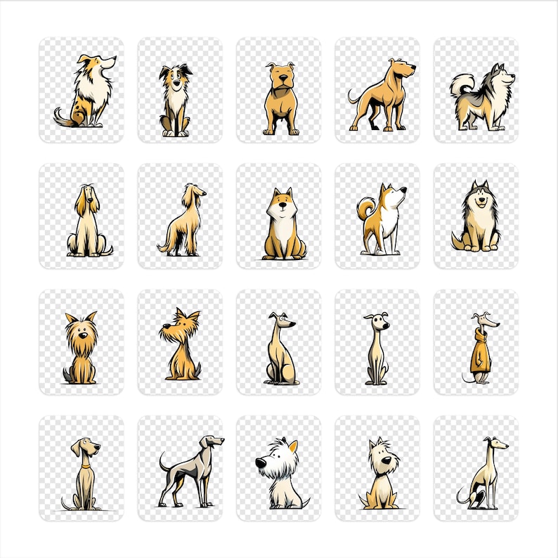 Cute Dog Clipart Bundle | Pet PNG | Cartoon Dog Breeds Clipart | Puppy ...