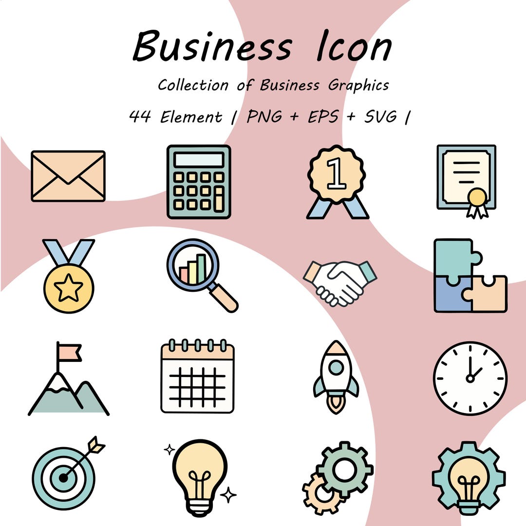 Modern Business Icon Set: Flat Line Vector Graphics (PNG, EPS, SVG) - Etsy