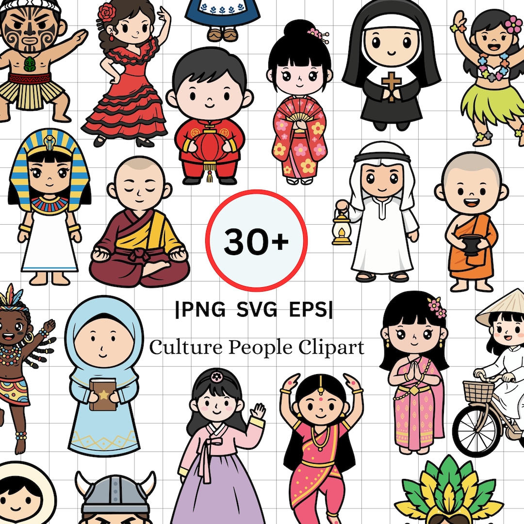 Multiculture Frame Multicultural Kids Clipart Bundle | Diverse People, Traditional ...