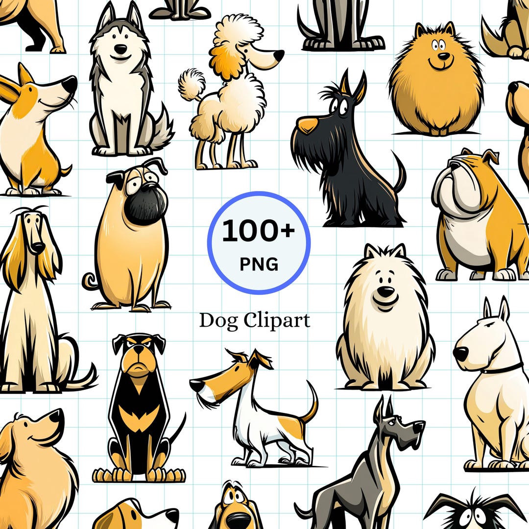 Cute Dog Clipart Bundle | Pet PNG | Cartoon Dog Breeds Clipart | Puppy ...