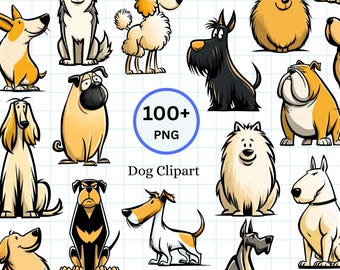 Cute Dog Clipart Bundle  | Pet PNG | Cartoon Dog Breeds Clipart | Puppy Illustration | Commercial Use