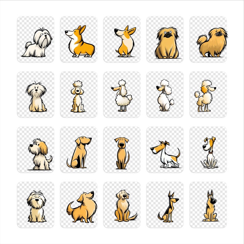 Cute Dog Clipart Bundle | Pet PNG | Cartoon Dog Breeds Clipart | Puppy ...