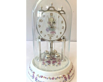 Precious Moments Domed Clock Round Moving Pendelum Anniversary Table Mantel