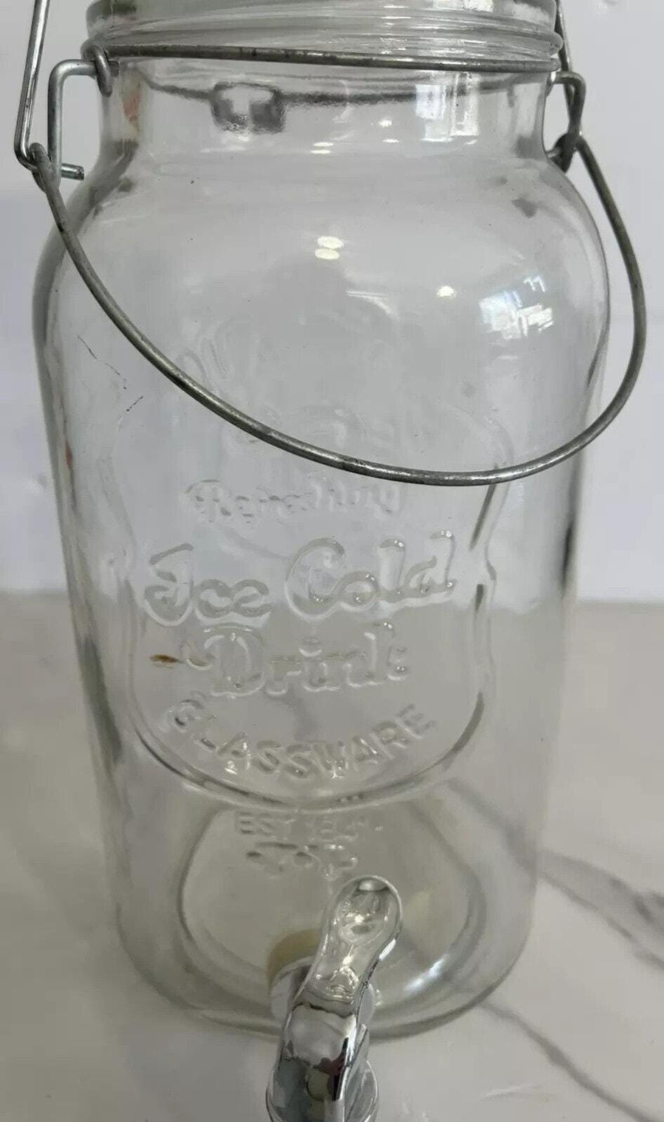 Home Essentials And Beyond Glass Iced Tea Or Cold Drink Jar Dispenser 12.5”