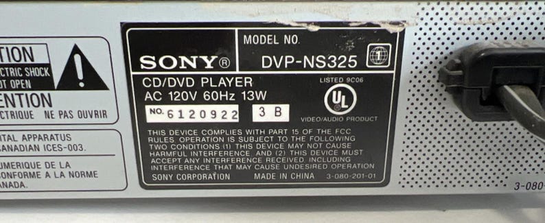 Sony DVP-NS325 CD Dvd Mp3 Player Tested Works Dolby Digital Dts No Remote image 11