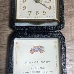1960 Seth Thomas Japan Wind up Travel Alarm Clock Fisher Body