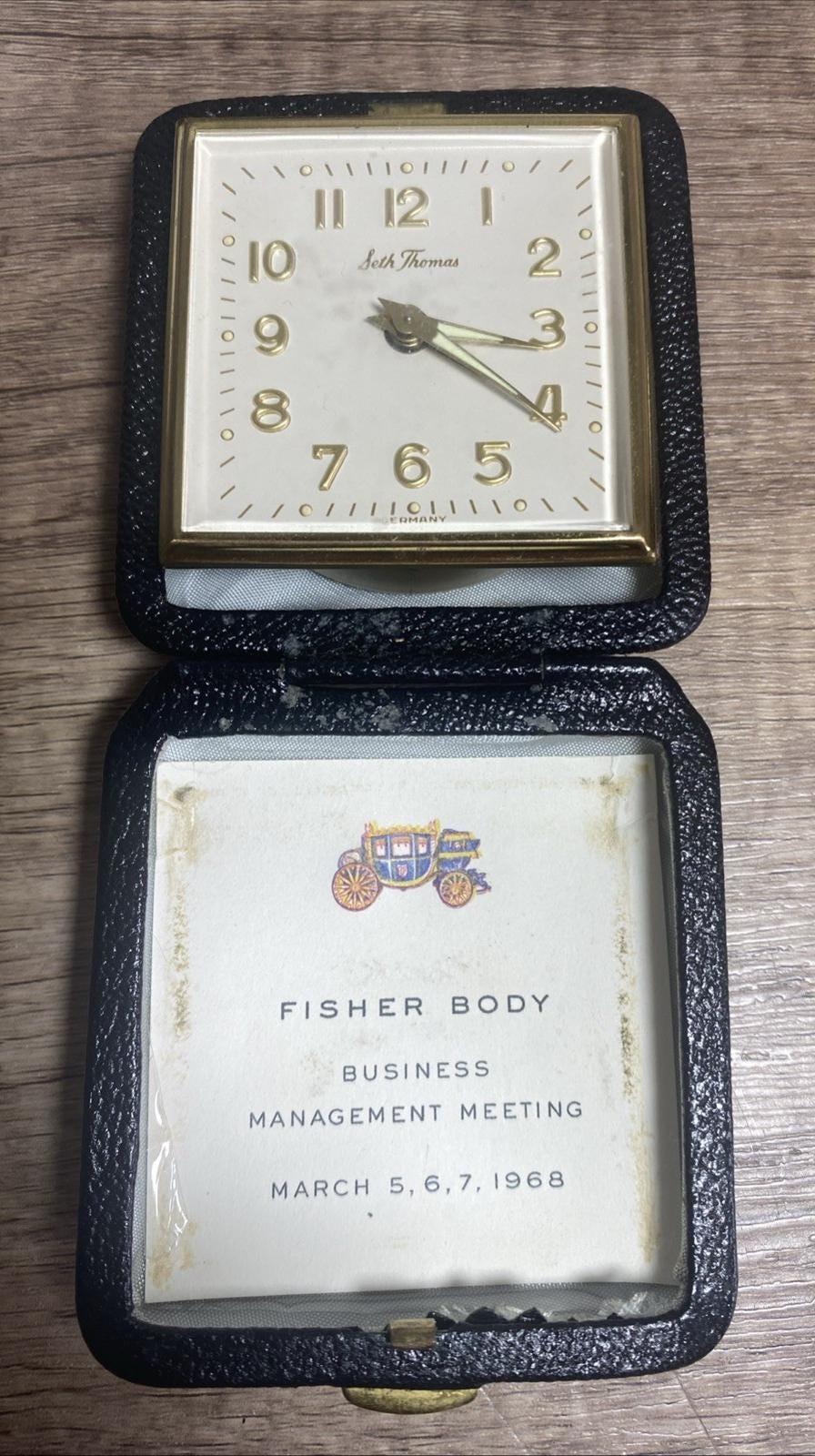 1960 Seth Thomas Japan Wind up Travel Alarm Clock Fisher Body