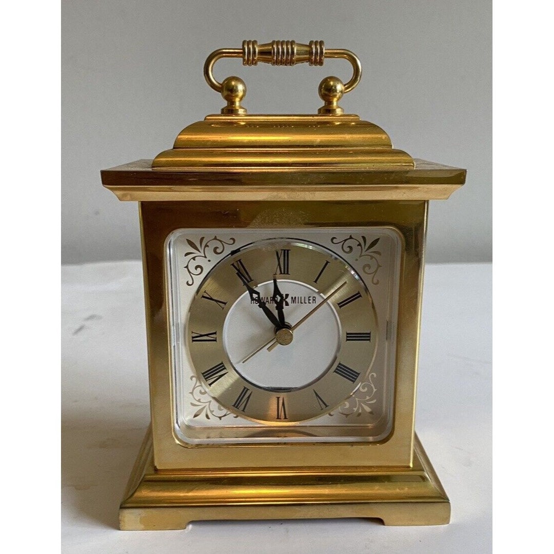 Howard Miller Clock Desk Quartz Brass Gold Made in Japan Etsy