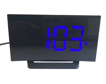 Electronic Alarm Clock Model HM251A Black Curved Design Cord Included Big Numbers