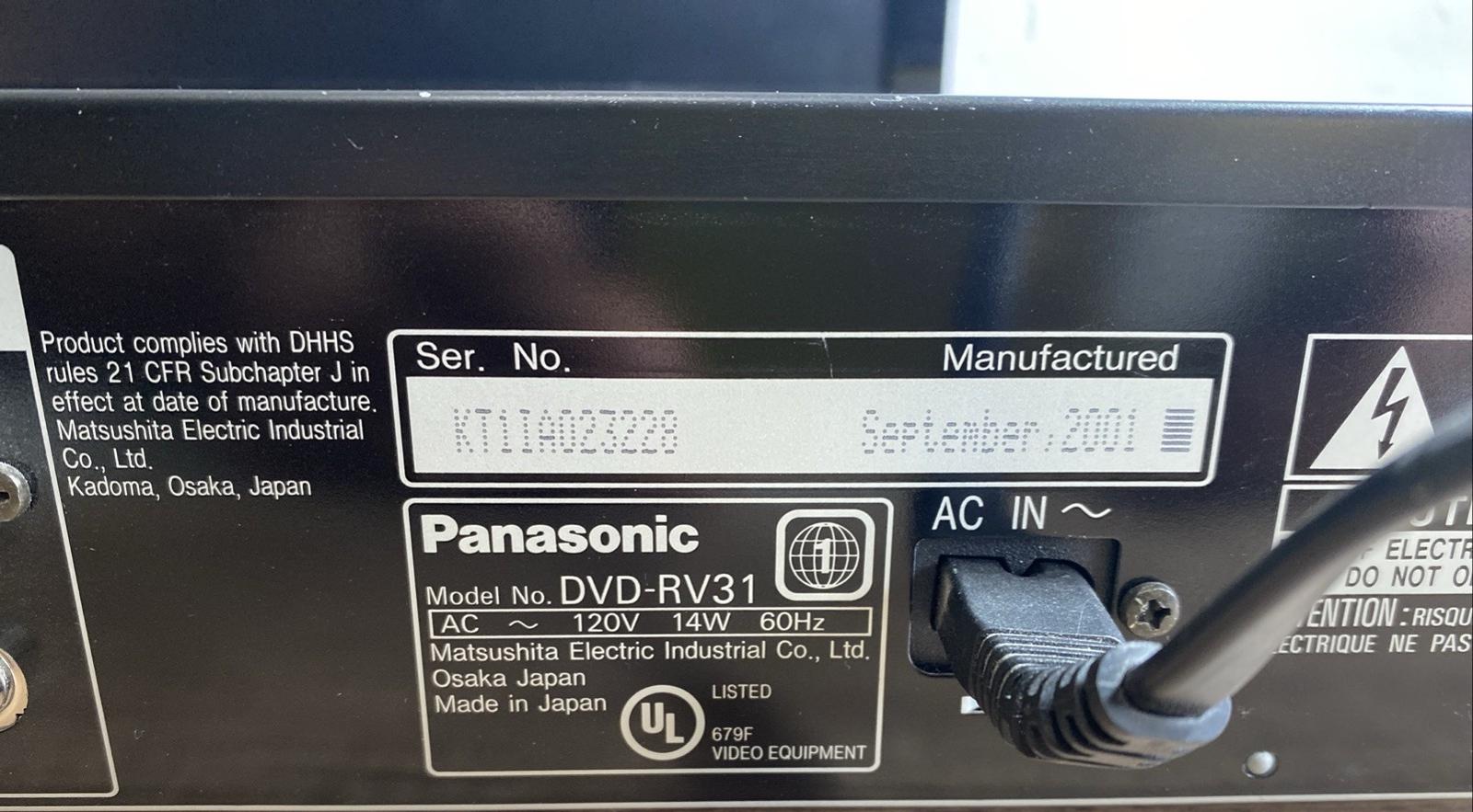 パナソニック DVD ビデオ CD プレーヤー リモコンなし 型番: DVD-RV31