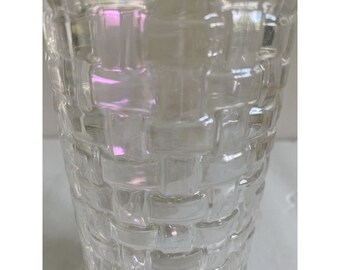 Flower Bud Vase Cube Design/Basket Weave ATLANTIS Cut Lead Crystal 8" Beautiful