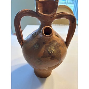 Antique Vintage Oil Pot Pottery Clay Vase 8 Inch Handle Ears