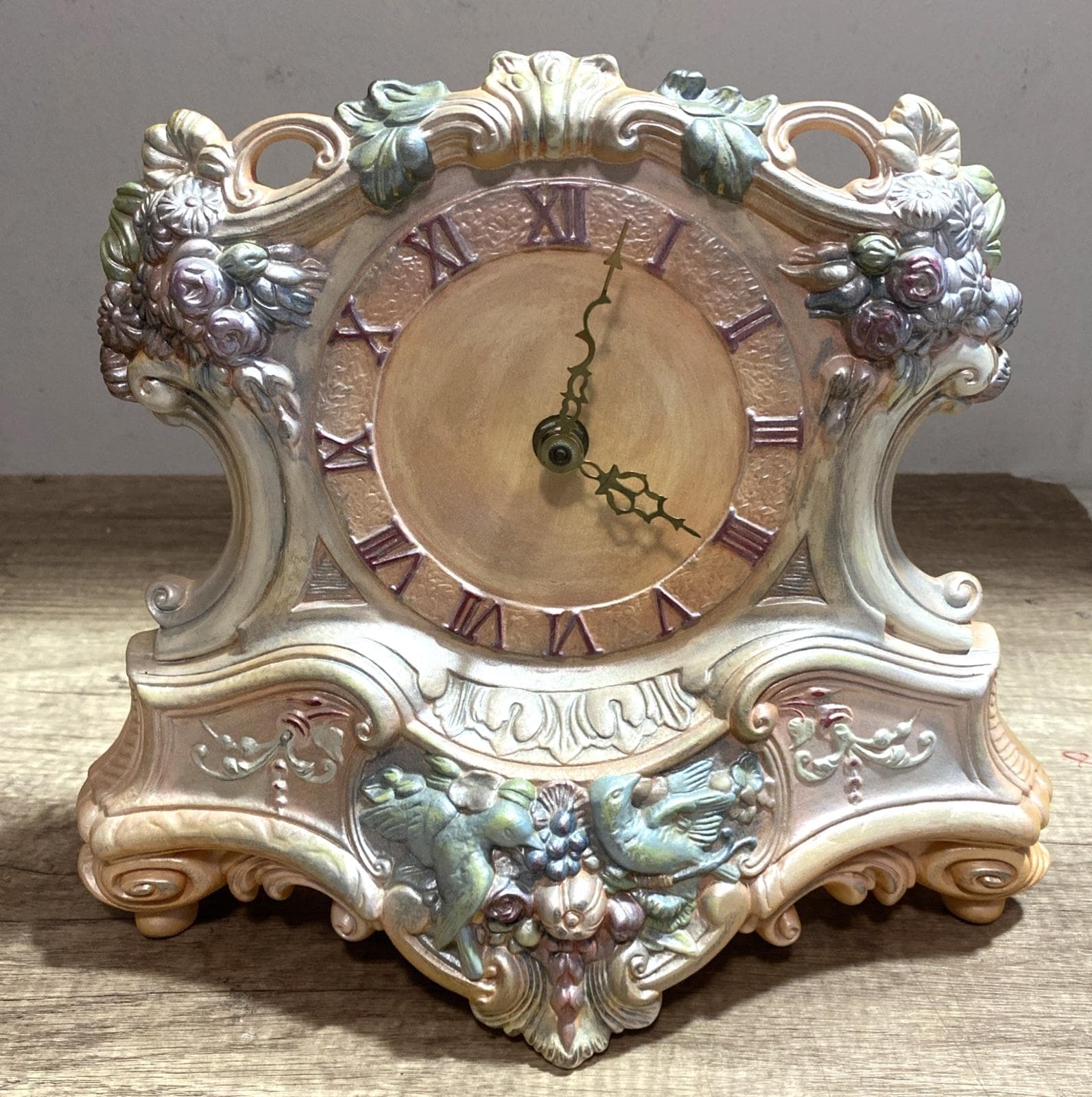 Vintage Arnel's Ceramic Mantel Clock – Hand Painted Blue Birds