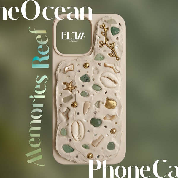 The Element Phone Case, Handmade Vintage Jewelry Trinket Stone Phone case, shellphonecase, Unique water proof phone case.