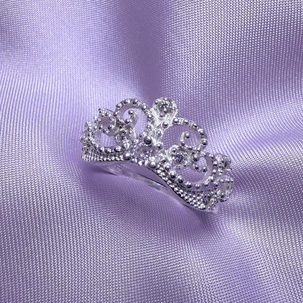Sterling Silver 925 Crown Ring, CZ Statement Ring, princess crown silver ring , sterling silver ring