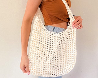 Large Crochet Net Tote Bag - Market Tote Bag