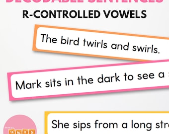 R Controlled Vowels Decodable Sentences - Phonics Intervention and Fluency Strips - Sentences - Reading Intervention and Activities