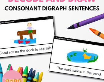 Consonant Digraph Decode and Draw Decodable Sentences: Phonics and Reading Comprehension