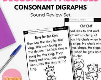 Consonant Digraph Decodable Passages for Reading Fluency & Phonics Intervention