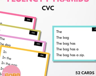 CVC Sentence Pyramids, Reading Fluency Intervention, Reading Activity, Homeschool Printable