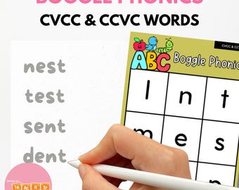 CVCC & CCVC Boggle Phonics Literacy and Reading Activities - Word Building Game - Science of Reading