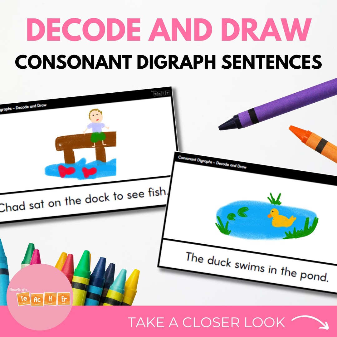 Consonant Digraph Decode and Draw: Decodable Sentences - Etsy